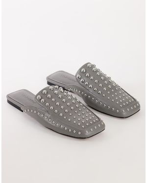 TOPSHOP Bianca Platte Schoen Met Studs - Grijs
