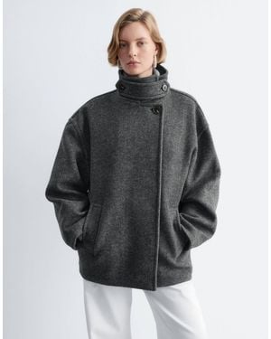 & Other Stories Wool Blend Short Funnel Neck Jacket - Gray