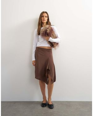 TOPSHOP Asymmetrische Cupro Midi-Rok - Grijs