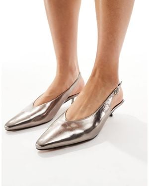 schuh Soraya Kitten Heel Slingback Shoes - White