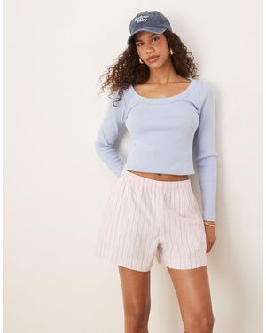 Abercrombie & Fitch Tie Waist Poplin Shorts - Blue