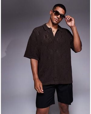ADPT Knitted Crochet Shirt - Black