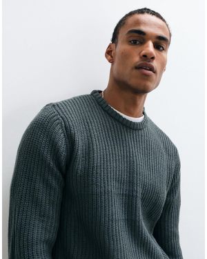 Brave Soul Strickpullover mit rundhalsausschnitt, gerippten bündchen und saum - Blau