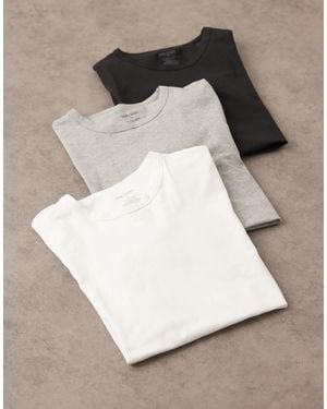 Lyle & Scott – 3er-pack basic-t-shirts - Braun