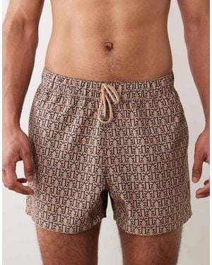 ASOS Pantaloncini Da Bagno Taglio Corto Marroni Con Stampa Micro - Marrone