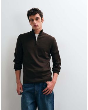 New Look 1/4 Zip Funnel Neck Jumper - Black