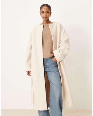 ASOS Abrigo De Vestir Largo Sin Solapas De Bouclé De -Neutro