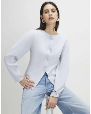 River Island Knitted Floral Button Cardigan - Blue