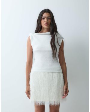 ASOS Mini-jupe duveteuse ivoire - Blanc