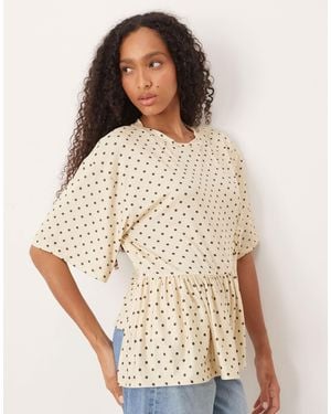 ASOS Boxy Tee With Asymmetric Peplum Hem - Brown