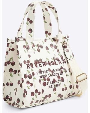 River Island Cherry Embossed Tote Bag - White