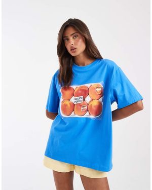 ASOS Oversized T-shirt With Peaches Graphic - Blue