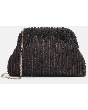 Pull&Bear Beaded Clutch Bag - Black