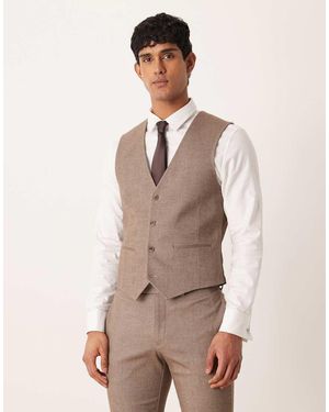 ASOS Skinny Suit Waistcoat - Natural