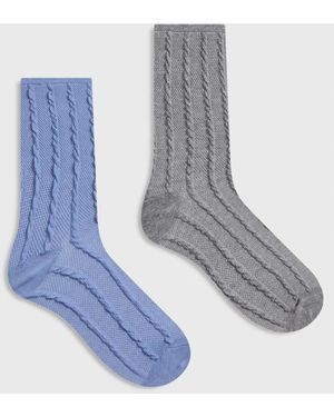 ASOS Pack Of 2 Textured Rib Socks - Blue