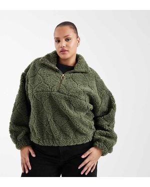 ONLY Polar Oscuro De Corte Cuadrado De Tejido Efecto Peluche De - Verde