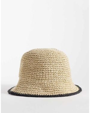 ASOS Packable Straw Crochet Bucket Hat - Natural