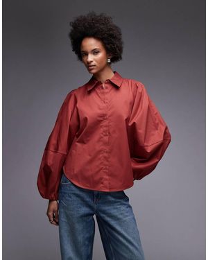 & Other Stories Camicia Vinaccia Bordeaux Con Maniche Voluminose - Rosso