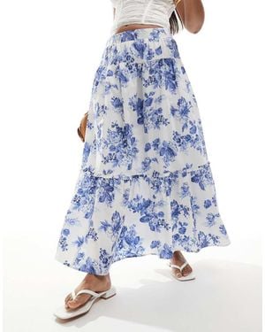 Abercrombie & Fitch Tiered Maxi Skirt - Blue