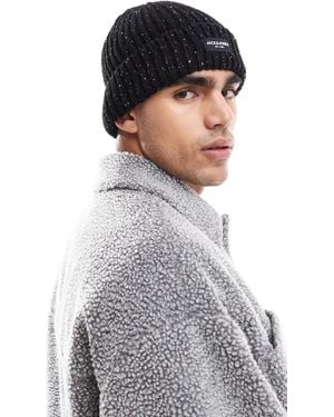 Jack & Jones – grobstrick-mütze mit genopptem design - Schwarz