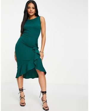 Lipsy Lipsy Ruffle Panel Pencil Dress - Green