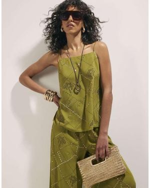 River Island Palm Hotfix Cami Top - Green