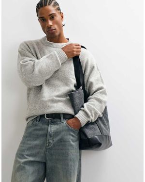 Jack & Jones Relaxed Fit Fluffy Jumper - Grey