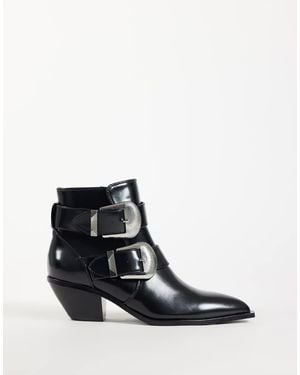 ASOS Ruben Boho Buckle Heeled Ankle Boots - White