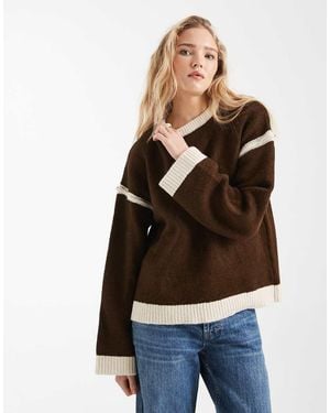 ASOS Contrast Detailing Knit Jumper - Brown