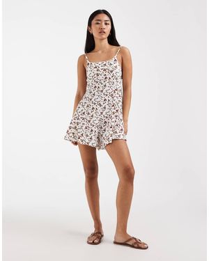 ONLY Floral Print Playsuit - White