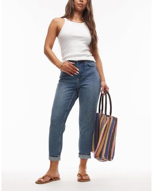 Topshop Hourglass Original - jean mom à taille haute - moyen - Bleu