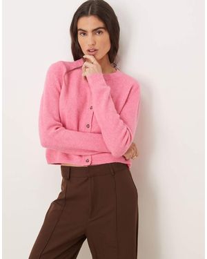 Jdy Crew Neck Cardigan With Wool - Pink