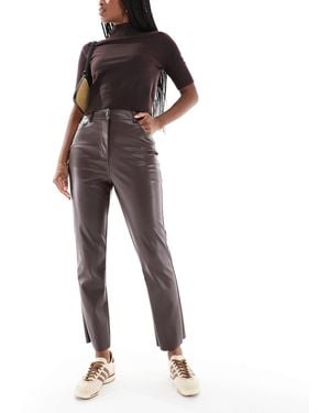New Look Pantalon droit en similicuir - Marron