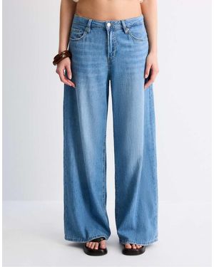 Stradivarius Wide-leg Light Denim Jeans - Blue