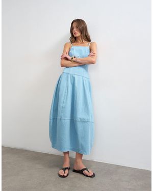 TOPSHOP Denim Barrel Maxi Dress - Blue