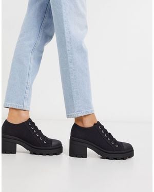 Truffle Collection Chunky Lace Up Canvas Shoes-black