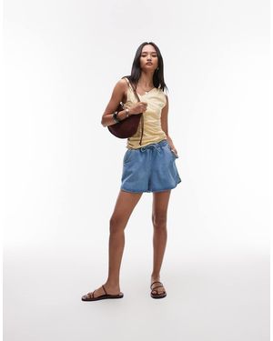 TOPSHOP Pantalones Cortos Vaqueros De Estilo Deportivo Sin Cierres De -Azul