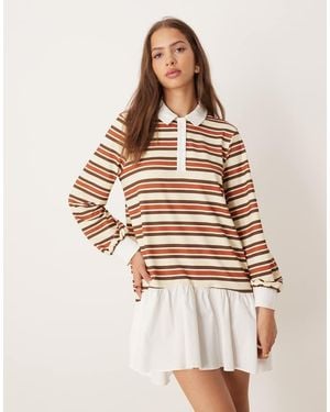 ASOS Hybride Gestreepte Mini Polojurk Met Lange Mouwen - Meerkleurig