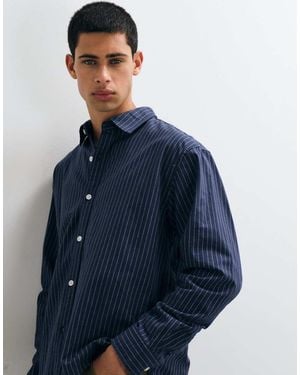 Gap Cropped Oxford Stripe Shirt - Blue