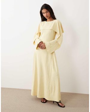 ASOS Maxi Godets Dress With Cape - Natural