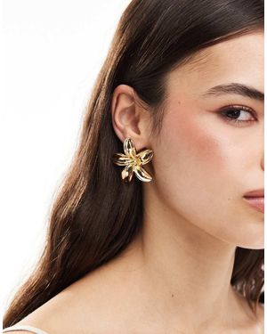 Accessorize Orecchini Appariscenti Dorati A Forma Di Fiore Di Loto - Metallizzato