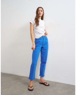 TOPSHOP Mom Jeans Met Hoge Taille En Losse Pasvorm - Blauw