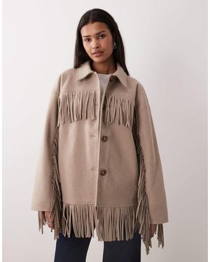 Gina Tricot Fringe Jacket - Brown
