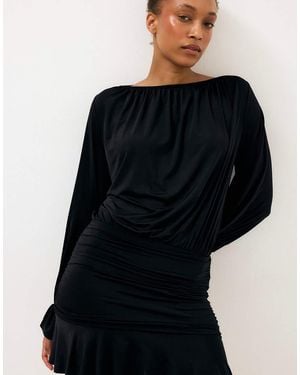 NA-KD Long Sleeve Jersey Mini Dress - Black