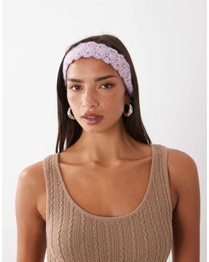 Kiwi & Co Bandeau noué derrière en maille crochetée à la main - lilas - Marron