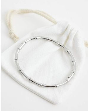ASOS Brede Armband Van Waterbestendig Roestvrij Staal Met Bamboe Ontwerp - Wit