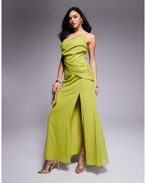 ASOS One Shoulder Draped Maxi Dress - Yellow