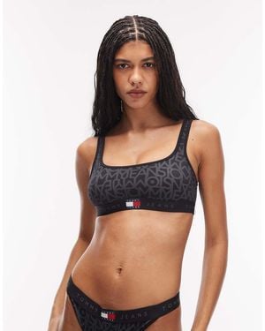 Tommy Hilfiger Tommy Jeans Logo Print Bralet Bikini Top - Multicolour