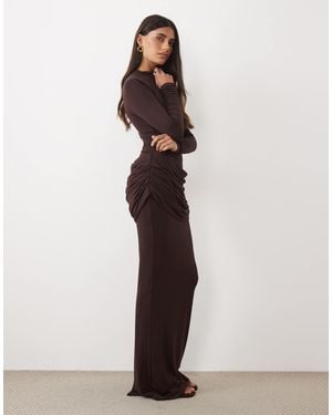 Wanderdoll Ashtin Sculpted Drape Detail Maxi Skirt Co-ord - White
