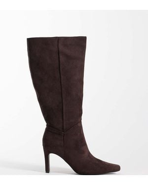 Public Desire Botas Por La Rodilla De Tacón Pose En Antelina Color Chocolate-Marrón